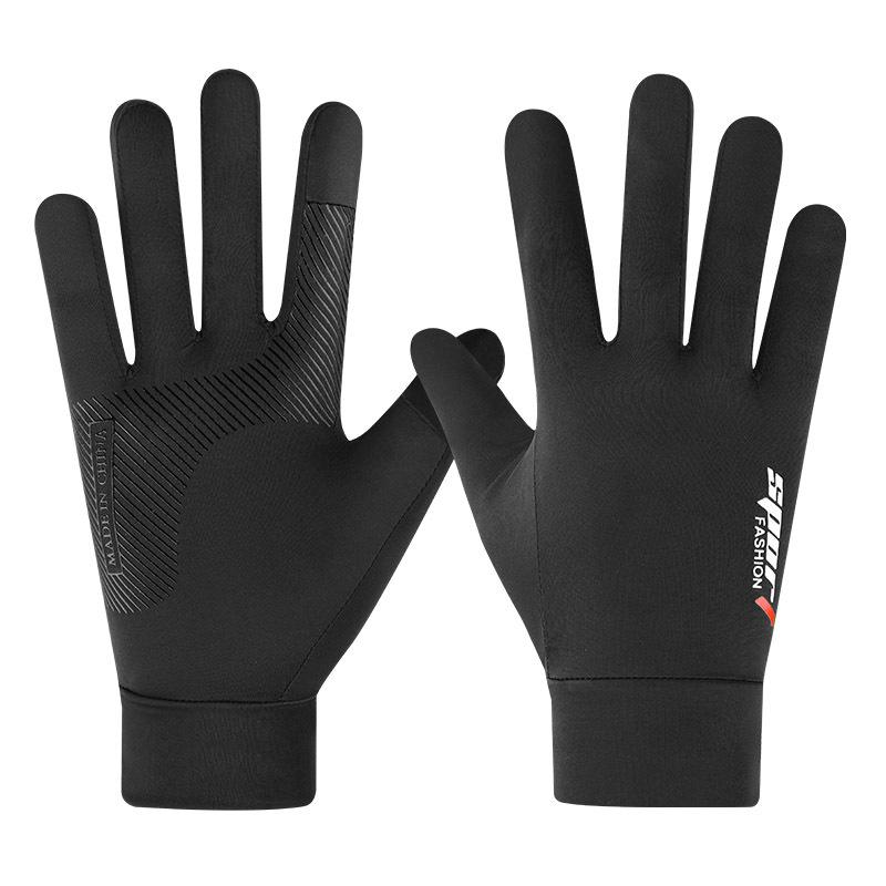 Sunscreen gloves men's summer ice silk thin two-finger leakage fishing non-slip takeaway rider riding gloves women