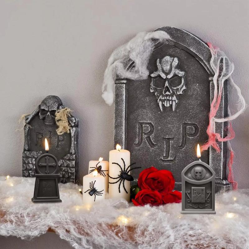 2-Piece Halloween Silicone Candle Mold for DIY Resin Casting, Aromatherapy Candles, Wax, Plaster, and Polymer Clay Decorations