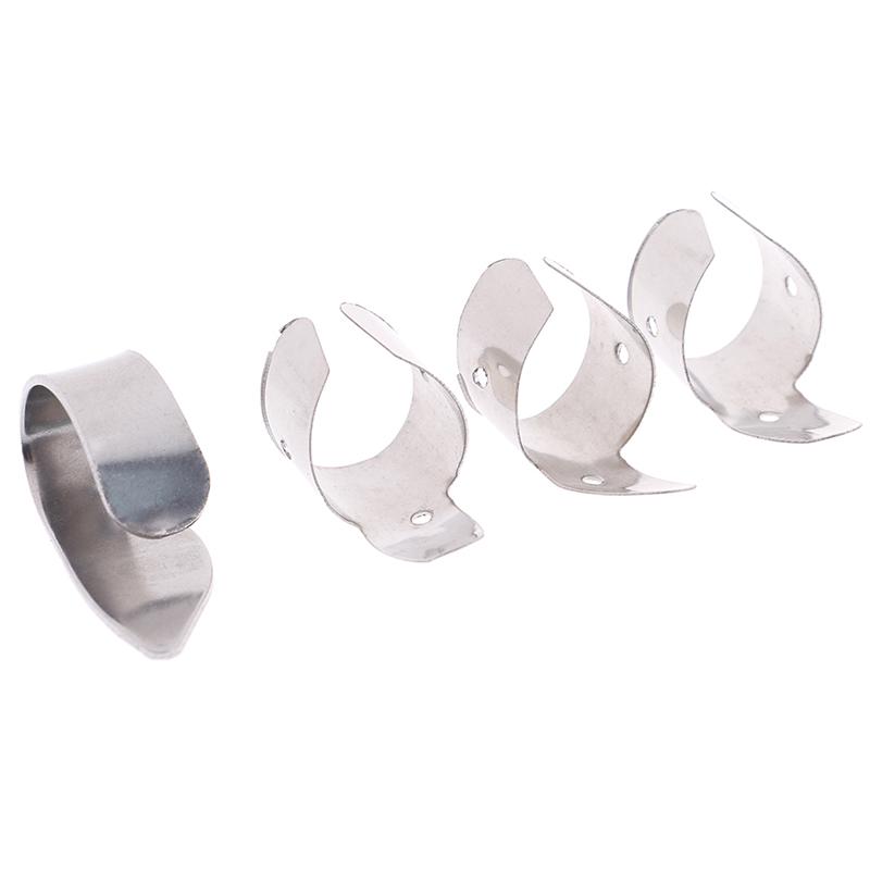 4Pcs Guitar Accessories Finger Picks Plectrums Metal Slide Tools