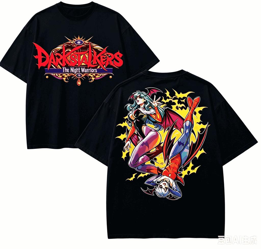 Darkstalkers Anime Lover T-shirt Harajuku Cotton New Model High Street Oversized Unisex Short Couples Streetwear Trendy Soft Tee