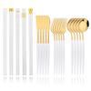 Black Gold Korean Tableware Set 15-20Pcs Luxury Cutlery Set Stainless Steel Dinnerware Knife Fork Spoon Chopsticks Cutlery Set