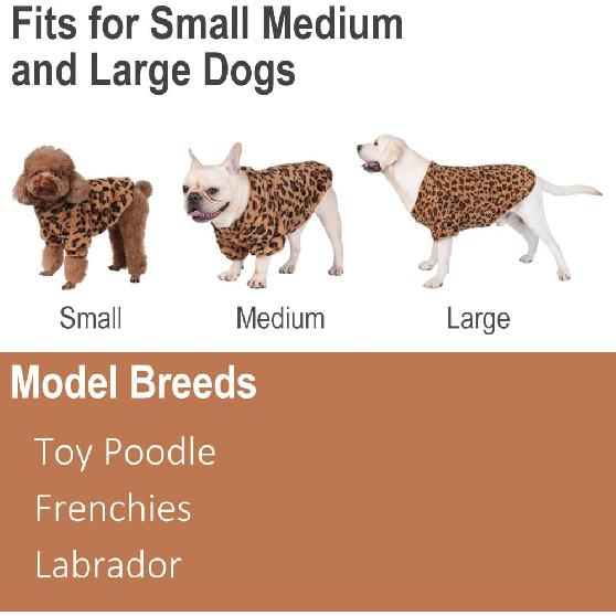 GreenJoy Leopard Print Dog Sweater – Stretchy Fleece Dog Turtleneck Sweatshirt for Puppies & Cats, Soft & Warm Pet Winter Clothes for Small, Medium