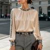 Satin-blend, Snake-print, Round-neck, Pleated, Loose-fit, Long-sleeved, Versatile Women’s Shirt