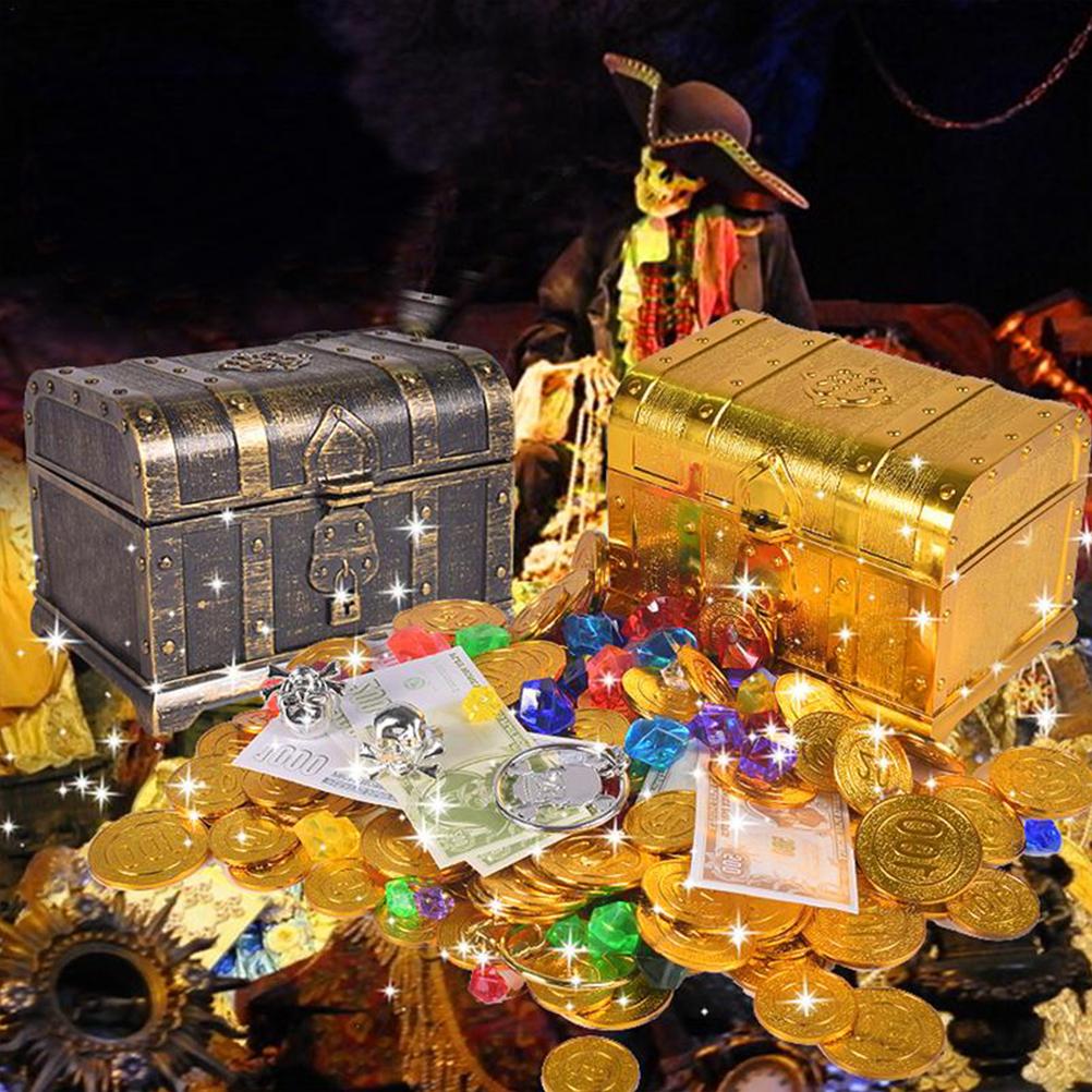 Plastik Piraten Schatztruhe Schmuckaufbewahrungsbox Organizer Make-up Geschenkbox Süßigkeitenbox