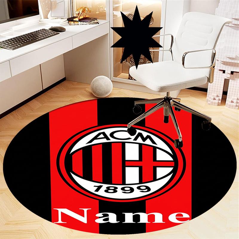 Custom Name AC Milan Printed Round Rug Carpet Chair Rug Area Rug Entryway Doormats,for Office Chair Living Room Bedroom Kitchen Room.