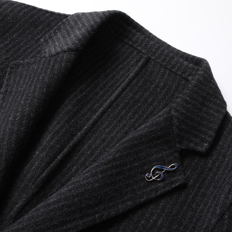 Autumn and Winter Handmade Double-sided Wool Suit Striped Wool Suit Men's Thick Cashmere Suit Nizi Suit Jacket Men