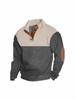 Men's European Size Color Block Stand Collar Loose Fit Casual Hoodie