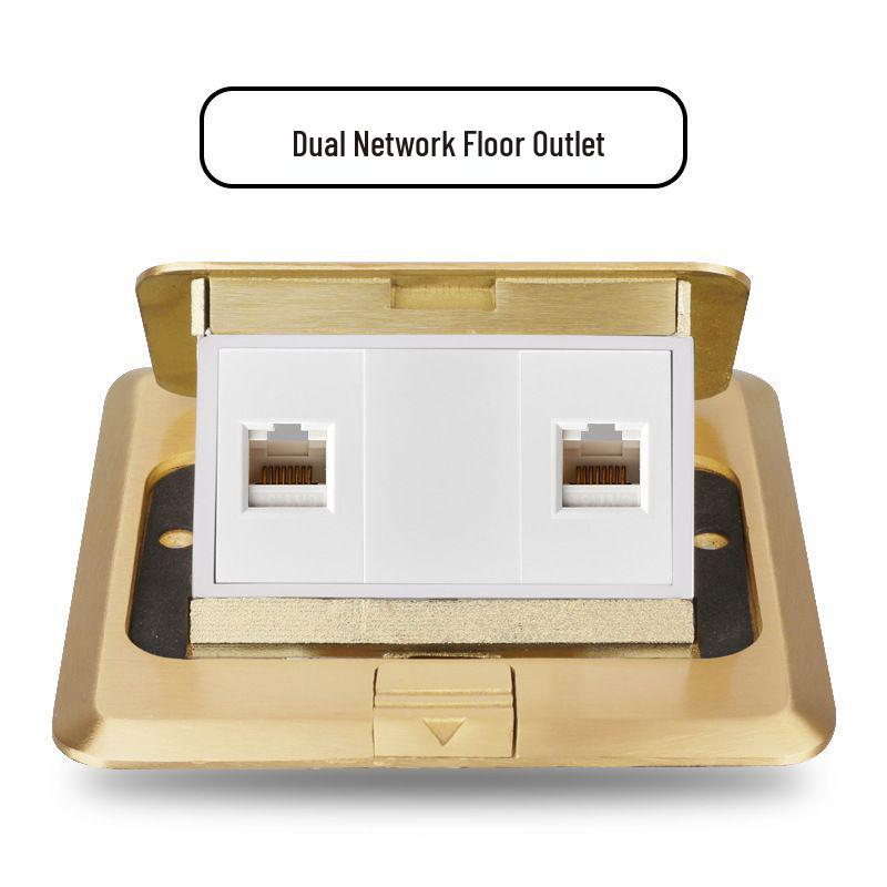Waterproof Concealed Stainless Steel and Copper Pop-Up Floor Socket with 5 Power and 10 Network Ports