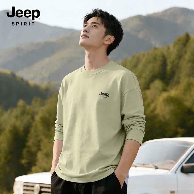 JEEP SPIRIT Men's Loose Fit Long Sleeve Cotton T-Shirt