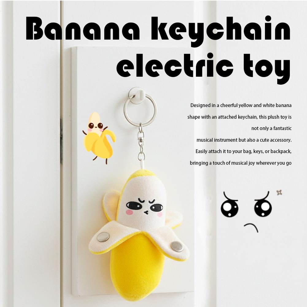 Plush Banana Toy Pendant Keychain Rhythm Piano Interactive Toy Creative Touch Doll Dual-Player Activity Friend/Party Toys