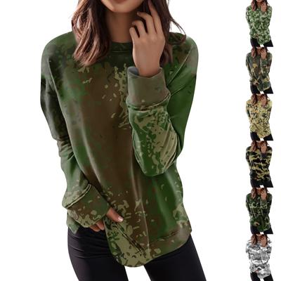 Women's Round Neck Tops Cotton Women's Casual Fashion Floral Print  Long Sleeve O-Neck Pullover Top Blouse