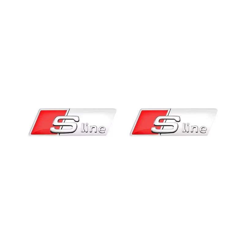 For  qwe12 3D Aluminum SLINE RS Badge Car Steering Wheel Sticker Auto Emblem Accessories TT RS3 RS4 RS5 RS6 RS7 RS8 Quattro SLINE