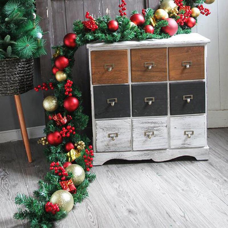 2.8m Encrypted Rattan Christmas Garland with Lights for Shopping Mall Escalator Decoration