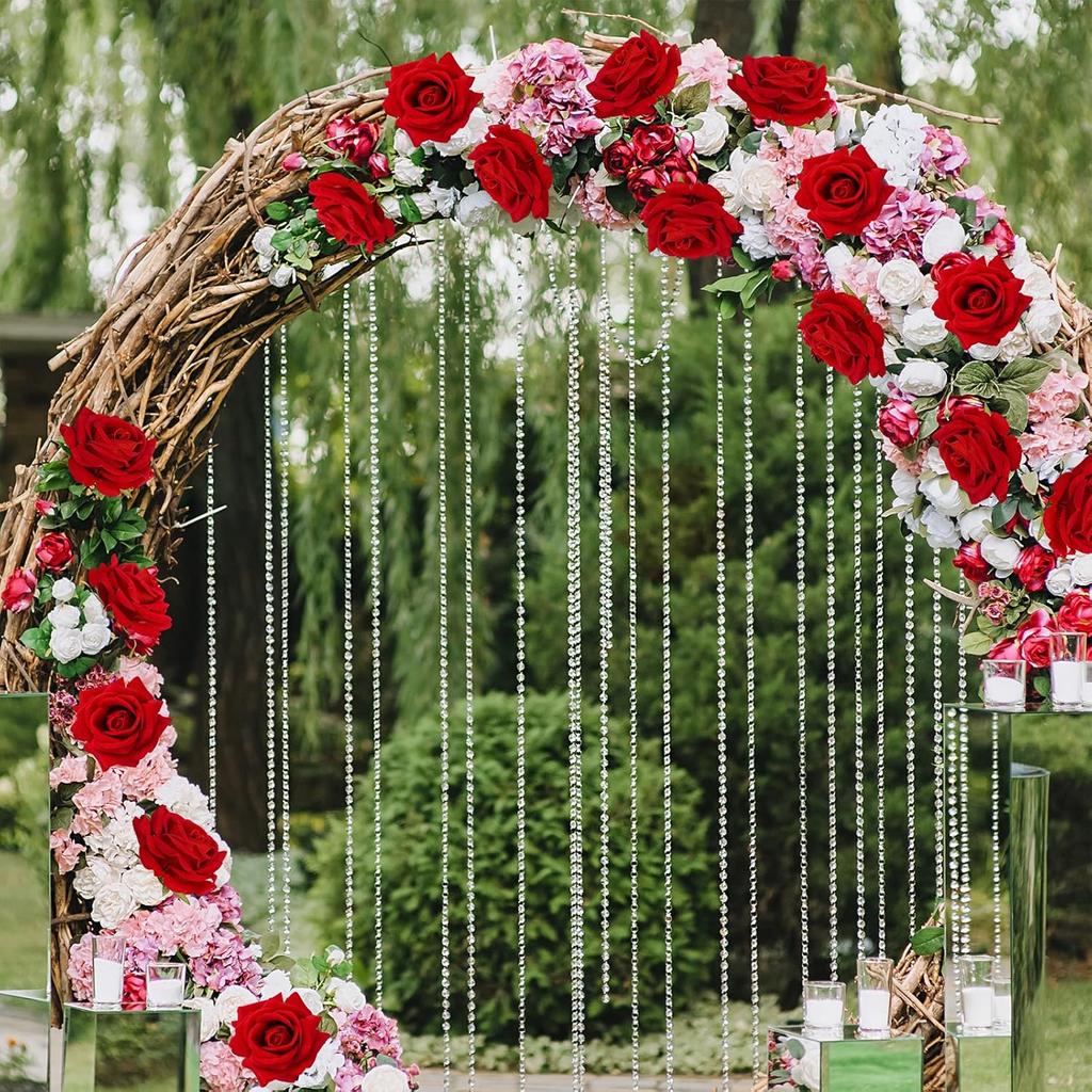 12/24pcs Artificial Simulated Red Rose Realistic Flexible Stem Wedding Decoration Valentine's Day Gift Fake Flower