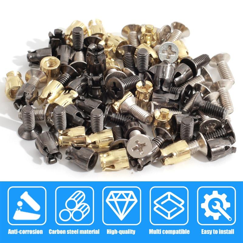100/10x Strong Hardware Expansion Nut Cabinet Hinge Mounting Kit Sturdy Easy Install Tool Drawer Door Repair Fastener Furniture