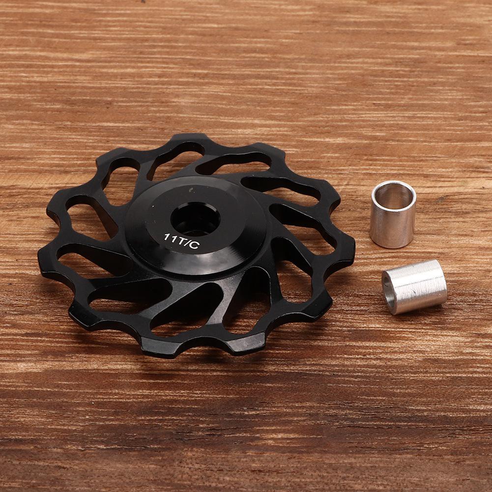 11 Teeth Mountain Bike Ceramics Wheel Rear Derailleur Guide Pulley Roller Bicycle Aluminium Alloy BearingBlack