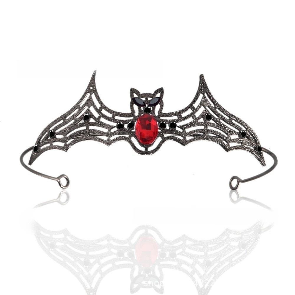Sparkling Halloween Bat Hairband Metal Halloween Tiara Retro Rhinestone Crowns  Party