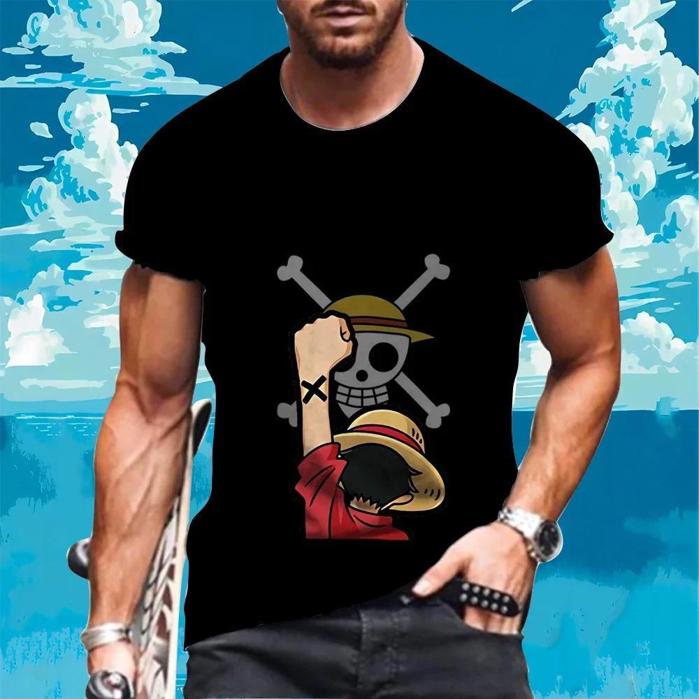 Summer Pure Cotton Short-sleeved Zoro One Piece Luffy Men's Printed T-shirt Anime Clothing Summer New Street Fashion Fitness
