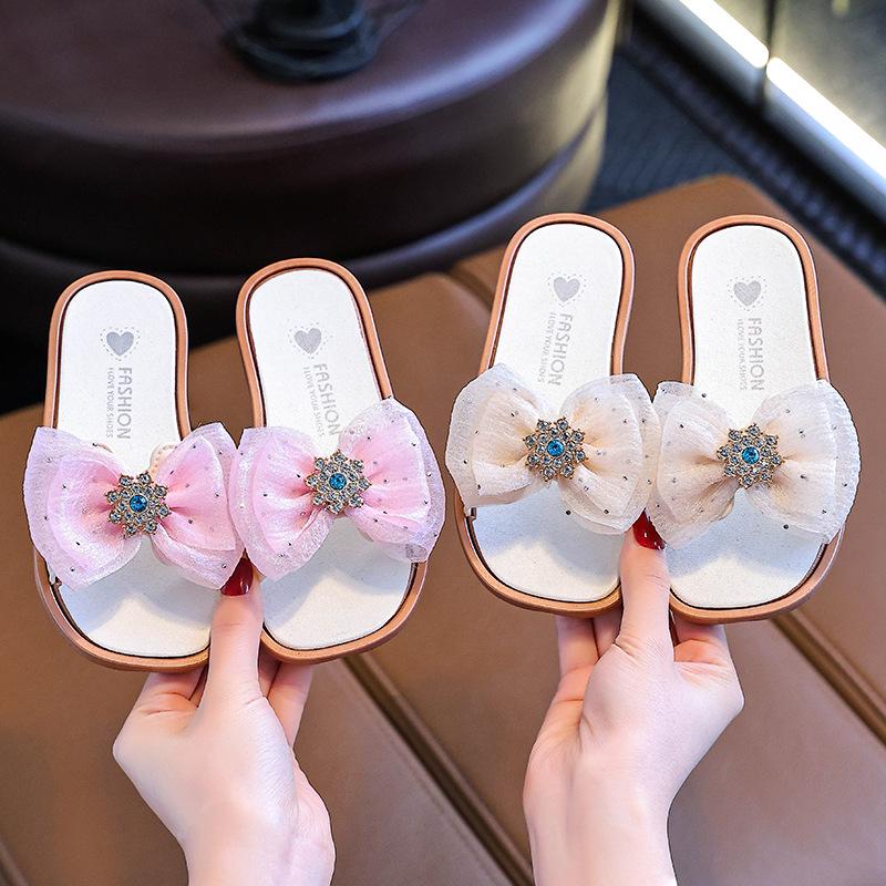 Mädchen Sommer 2025 Flip-Flop Sandalen mit Schleife - Rutschfeste Strand- & Outdoor-Slipper