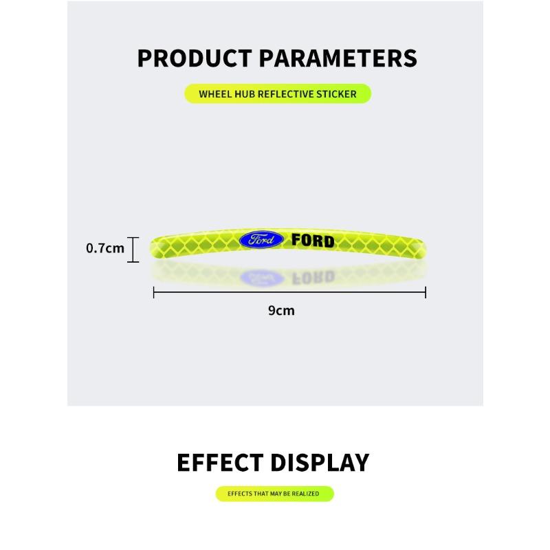 Auto Radnabe Reflektierender Aufkleber Reifen Felge Reflektierende Streifen Für Ford Fiesta Ranger Focus Kuga Mustang MAX Transit Mondeo Esco