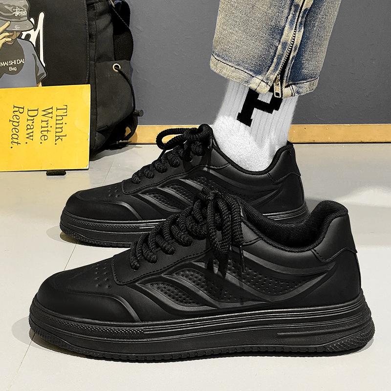 Autumn New Shoes for Men Leather Casual Shoes Fashion Breathable Flat Skateboard Shoes Youth Fashion Sneaker