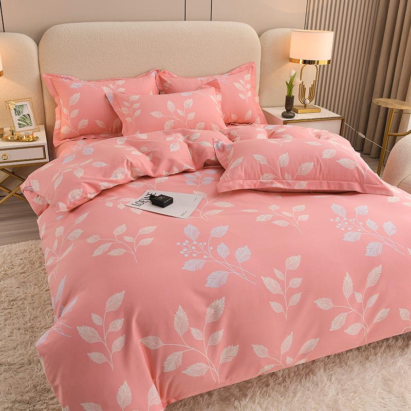 New Stylish Skin-Friendly Cotton Flannel Bedding Set - Thickened Plaid & Floral Design for Students