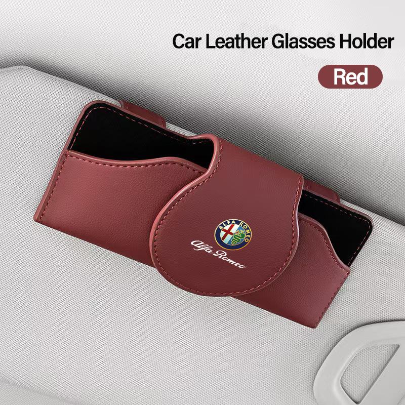 Per Alfa Romeo Custodia per Occhiali da Sole da Cruscotto Clip per Occhiali in Pelle 2025 Interni Auto Per Alfa Romeo 4C 159 166 Spider Giulia 156 M