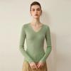 Women's Cross V-Neck Striped Wool Knit Pullover, Slim-Fit Base Layer for Autumn/Winter