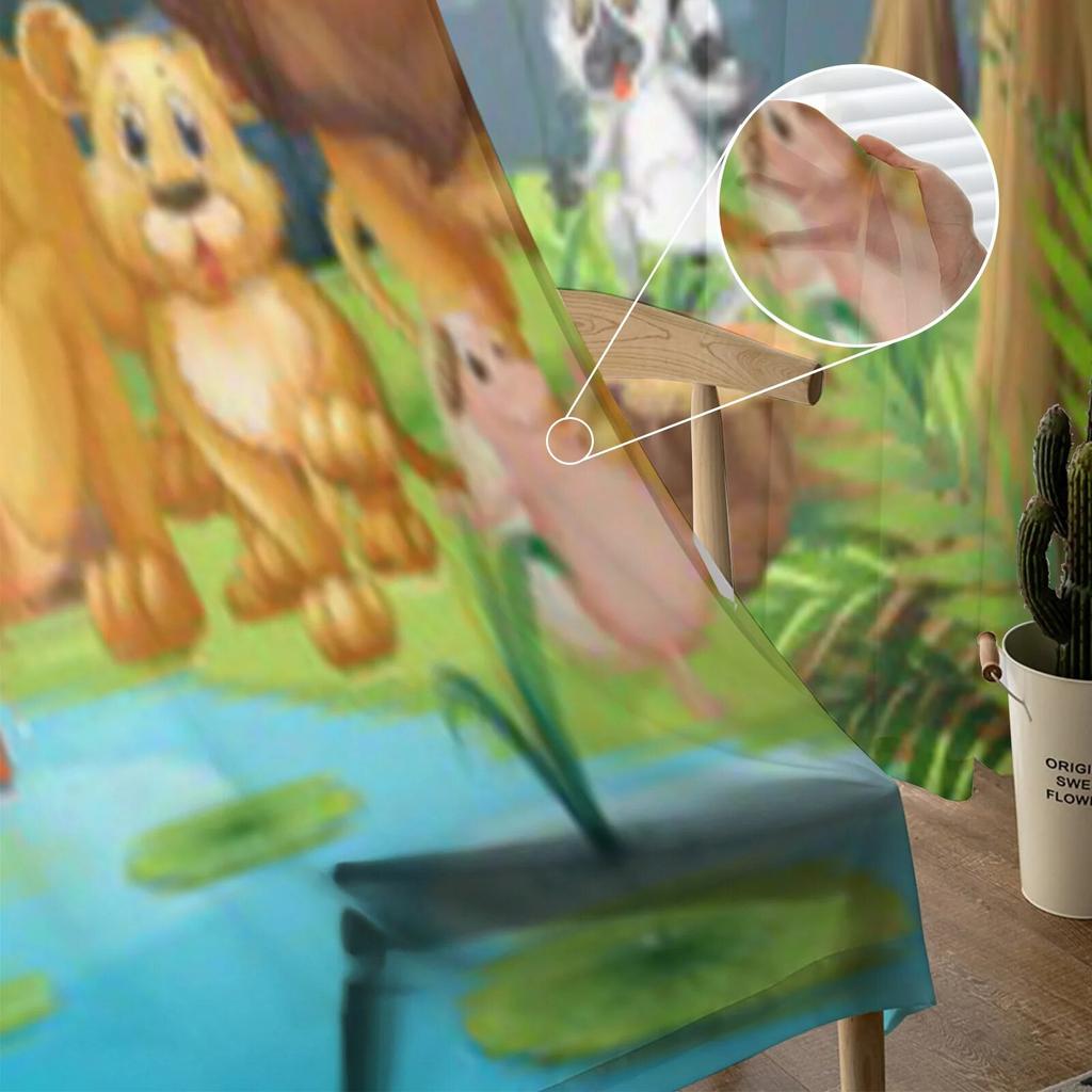 Vilda djur som bor vid floden Skira Gardiner för vardagsrummet Transparent Tyll Fönster Gardin Sovrum Kök Slöja Draperier