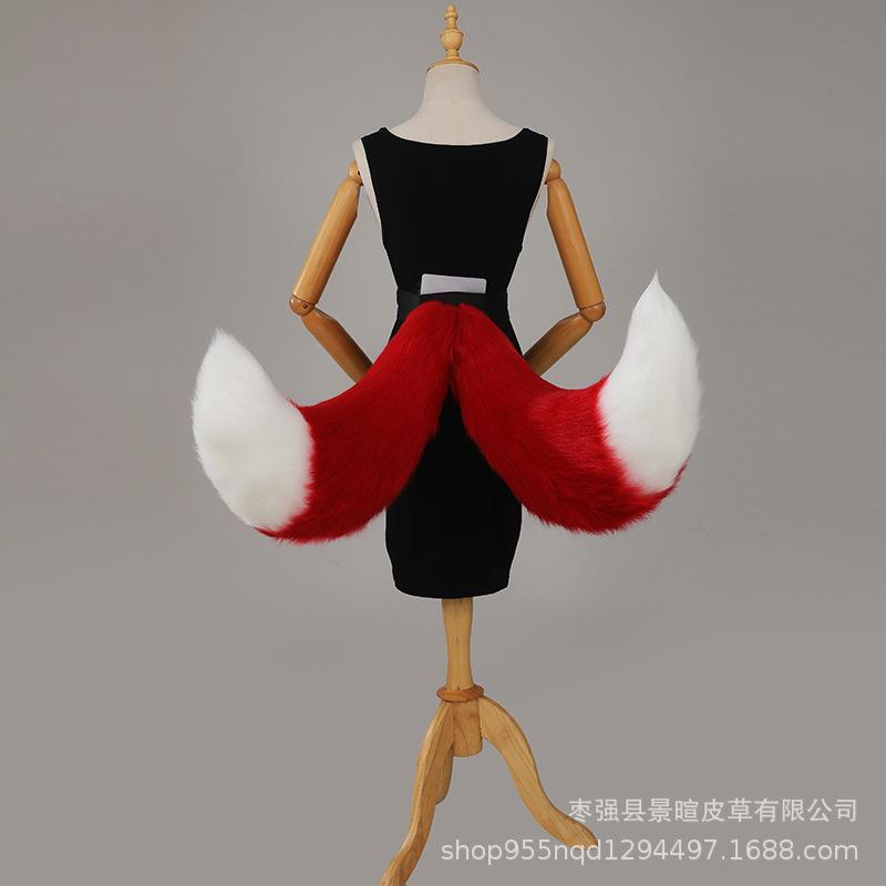 Walnut Fox Ears & Tail Plush Cosplay Set - Handmade Headband Anime Costume Props