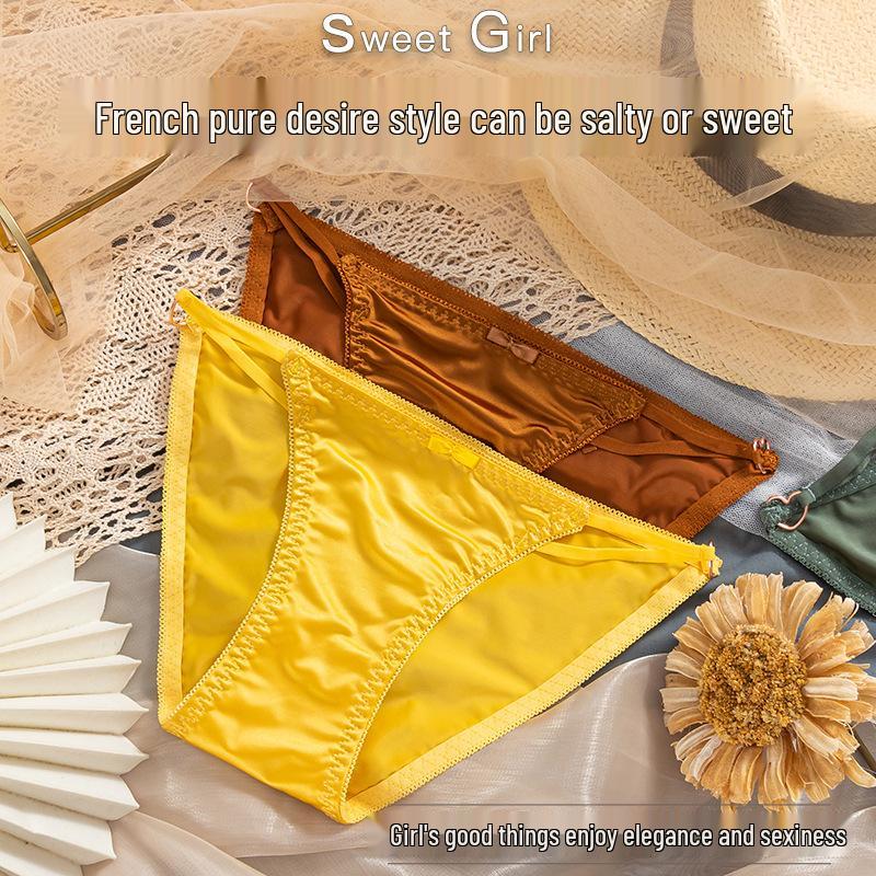 Ice Silk Seamless Women's Panties - Japanese Style, Low Waist, Thin Strap, Pure Desire, Cotton Crotch, Triangle Design