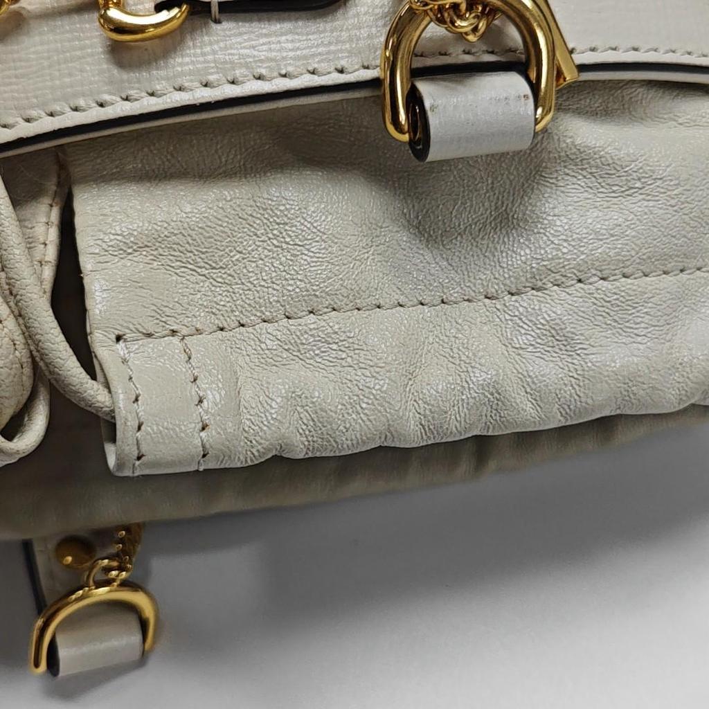 [Pre-Owned] Horsebit 1955 Vintage Gold Buckle Drawstring Leather Bucket Bag - Very Good #FB0RHE