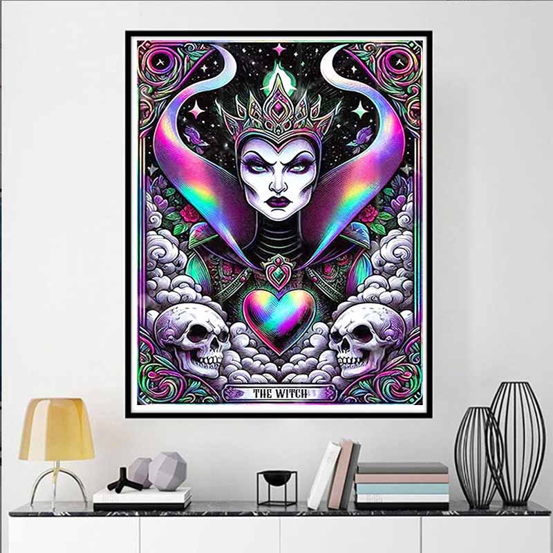 Disney 5D DIY Diamond Painting Evil Queen Illustration Full Round Diamond Mosaic Cartoon Cross Embroidery Art Painting Home Decor
