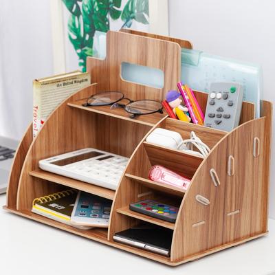 Wood Desk Organizer Office Bureau Pen Holder Wooden Sorter with Drawer Organizer Pen Pencil Organizer Book Shelf ZM902