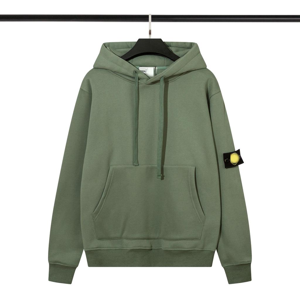 Unisex jednobarevná mikina s kulatým výstřihem, nášivkou a dlouhým rukávem