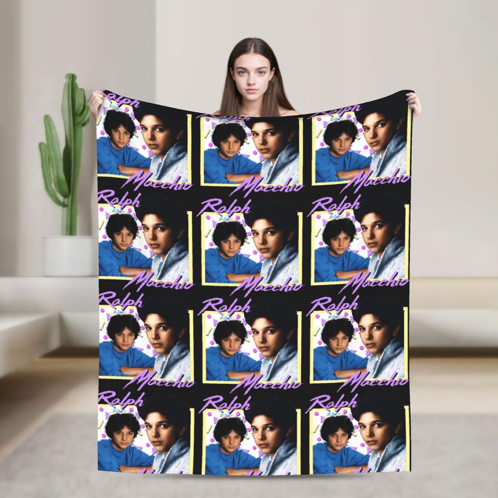 80s Ralph Macchio Limited Flannel Blanket Super Soft Throw Blanket for Couch Chair Camping Trend Bedspread Sofa Bed Cover