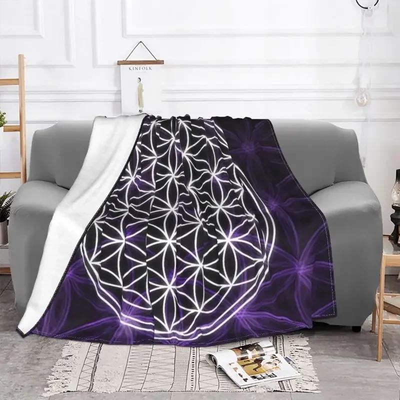 Flower Of Life Sacred Geometry Blanket Flannel Fleece Geometric Pattern Mandala Throw Blankets for Travel Bedding Couch Quilt