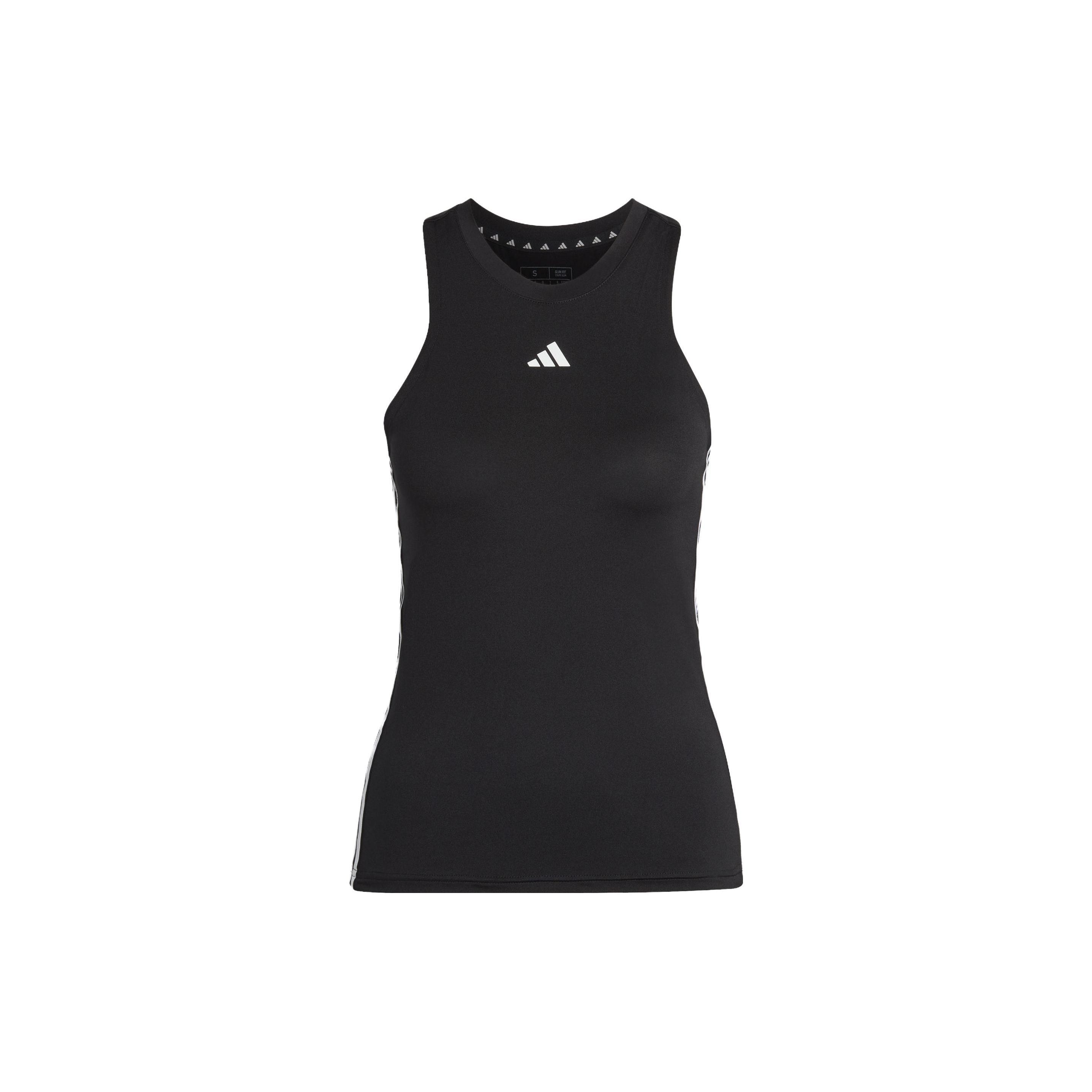

Adidas Brand Logo Print Stripe Round Neck Sleeveless Tank Top Women Tops Black HR7815 L