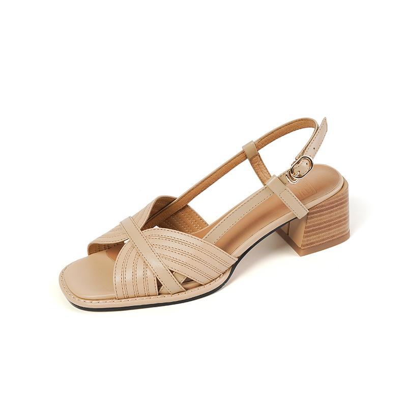 Fashion 2025 New Summer Women's Sandals Genuine Leather Buckle Strap Women Shoes Size 34-42 Solid Concise Ankle-Wrap Party Ladies Shoes