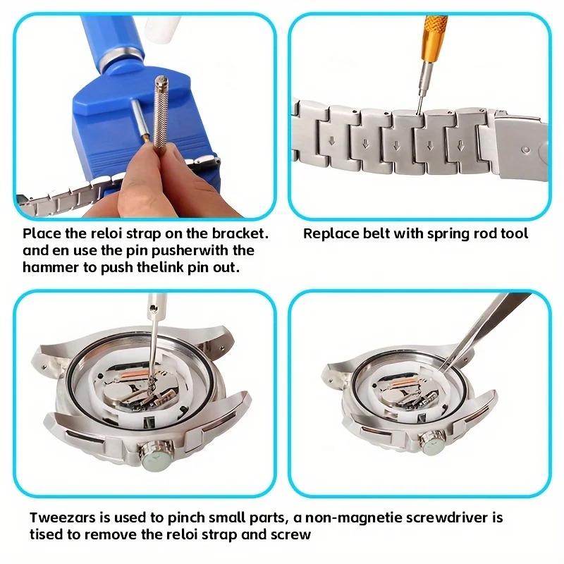 147PCS Watchmaker Watch Repair Repairing Tools Kit Case RemoverOpener Bar Set Watch Spring Pin Bars and Back Case Opener Screw