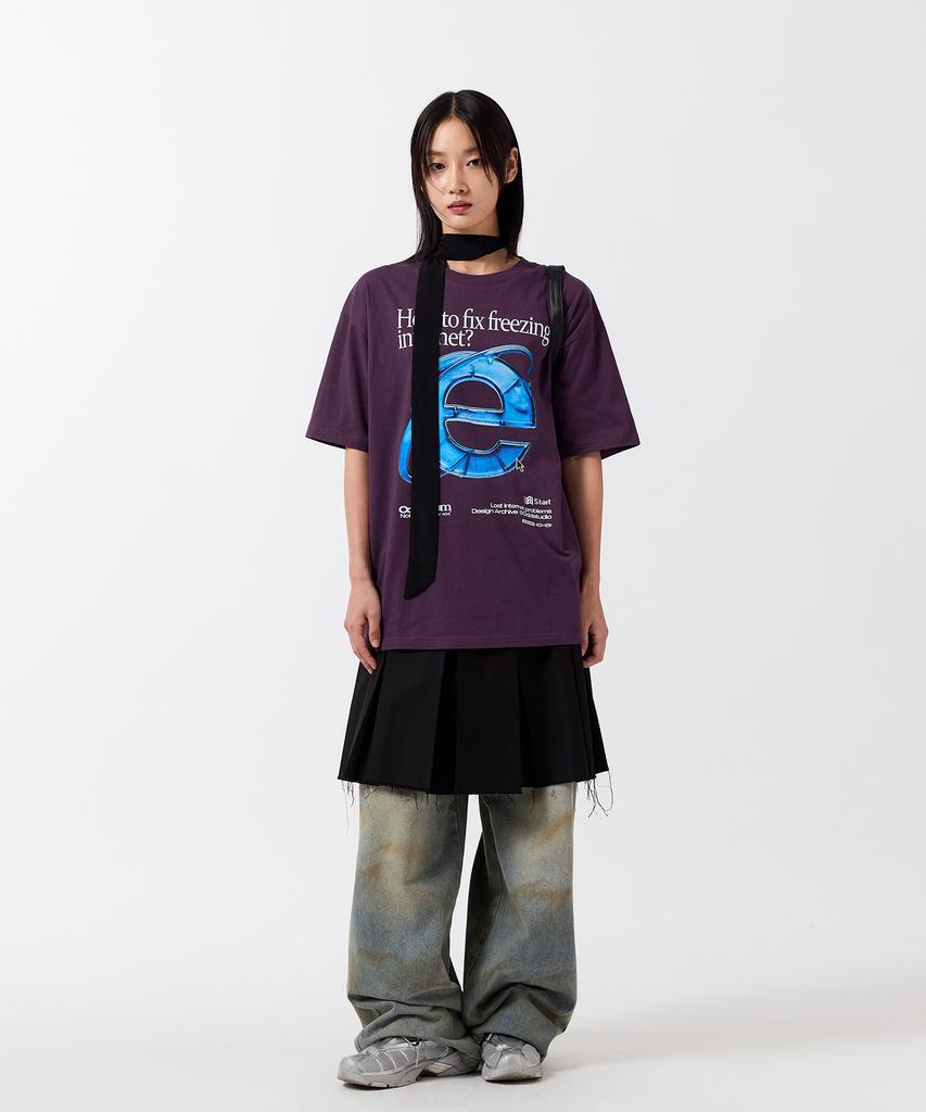 ODDSTUDIO Explorer Graphic Oversized T-Shirt - Dark Purple