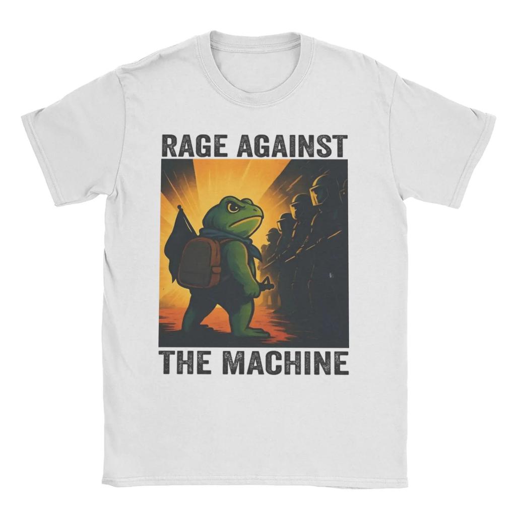 Śmieszne koszulki z memami Resist Portland Żaba Rage Against The Machine Sztuka z żabą Bawełniana koszulka z krótkim rękawem Dekolt O Ubrania Unisex