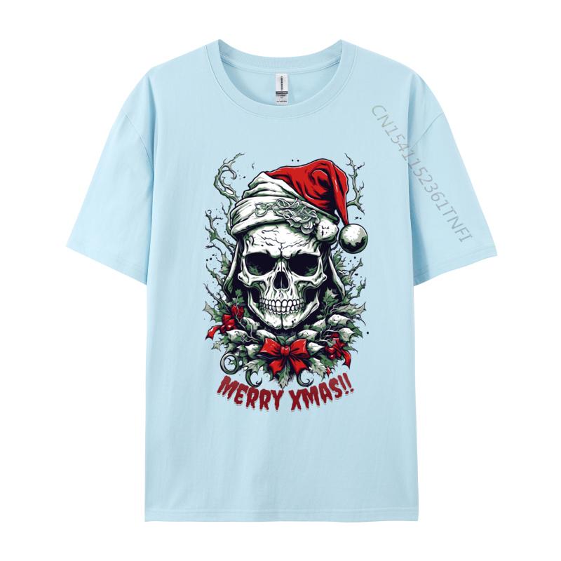 Cool Skull Weihnachten Für die Feiertage T-Shirt Herren Weiches Baumwoll-T-Shirt Ästhetische Camisas Herren T-Shirt Camisas