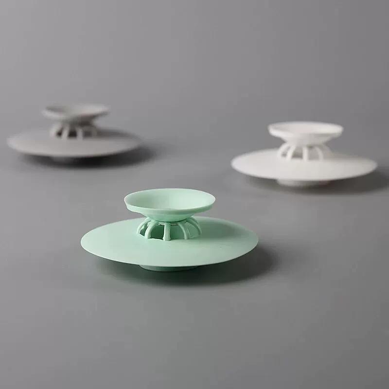 2pcs  Push-Type Silicone Floor Drain  Silicone Universal Sink Stopper  Prevent Clogging  Bathroom Drain Hair Catcher Press Water