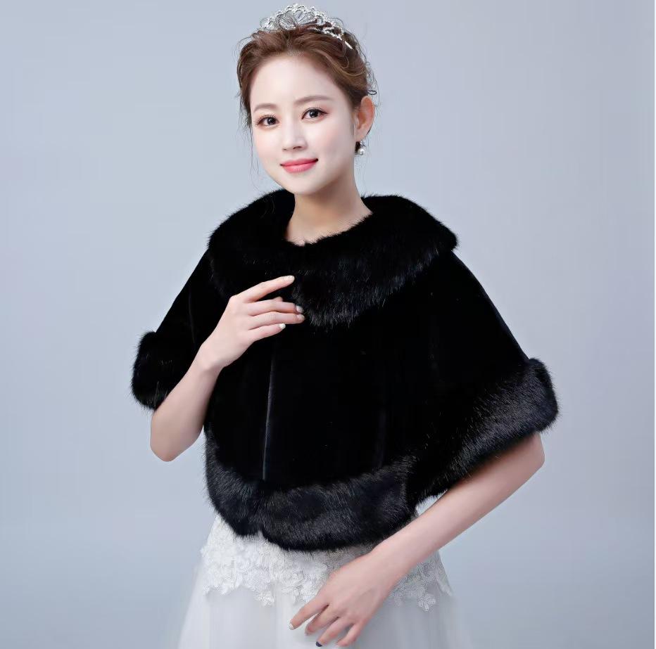 Autumn and winter new shawl autumn and winter bridal wedding dress wedding dress bridesmaid jacket premium cape women thickened outer wear