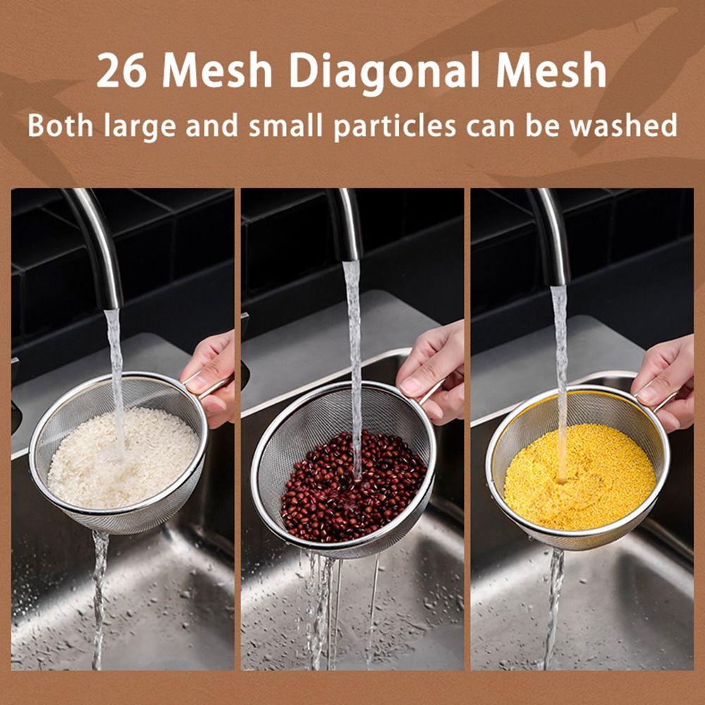 with Handle Bowl 304 Stainless Steel Fine Mesh Strainer Colander Basket  Kitchen Tool
