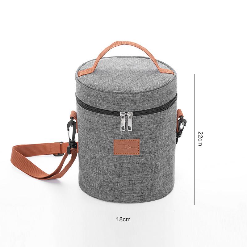 Thickened Insulated Round Lunch Bag - Portable, Large Capacity for Students and Outdoor Use