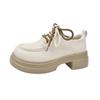 Spring New Women's Round Toe Thick Bottom Versatile Black Flats Uk Style Increase Heel Single Shoes Japanese Style