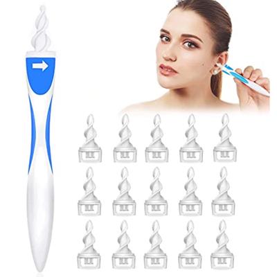 Ear Wax Remover Ear Cleaner Ear Cleaning Ear Wax Cleaner Kit Safe and Soft 360 Degree Spiral Silicone Ear Cleaner with 16 Replacement Heads for Child