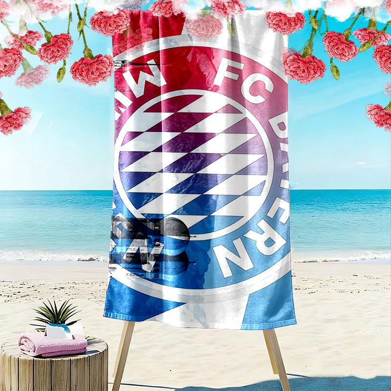 FC Bayern Munchen Print Beach Towel, Large Soft Quick Dry Towel for Beach Camping Swimming
